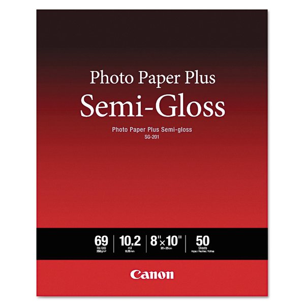 Canon Photo Paper Plus Semi-Gloss, 10.2 mil, 8 x 10, Semi-Gloss White, 50PK 1686B062